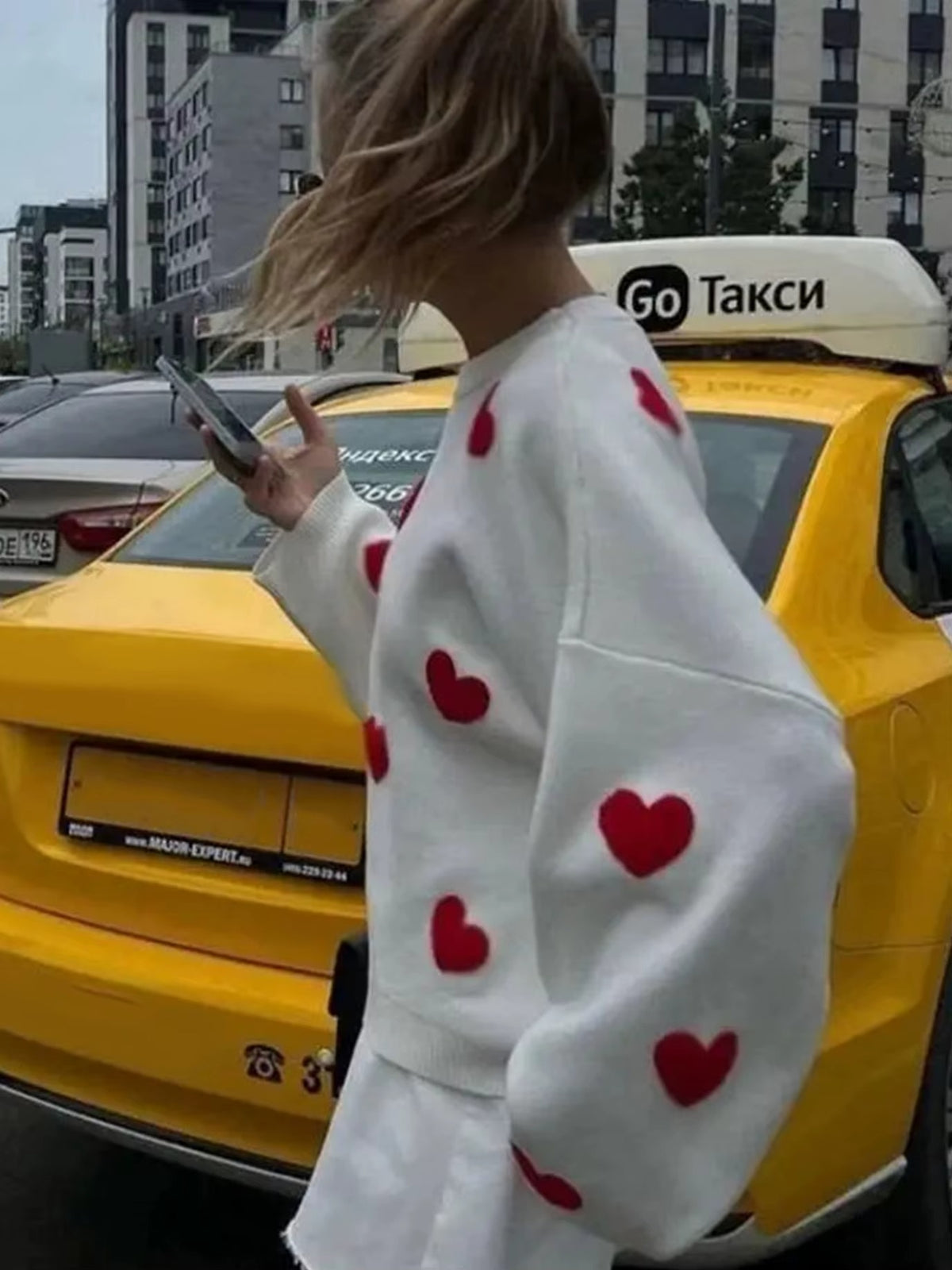 Maglione oversize con cuori